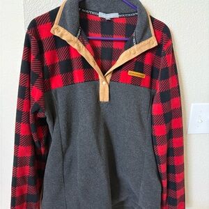 Simply Southern Women's Red and Black Plaid Sweater